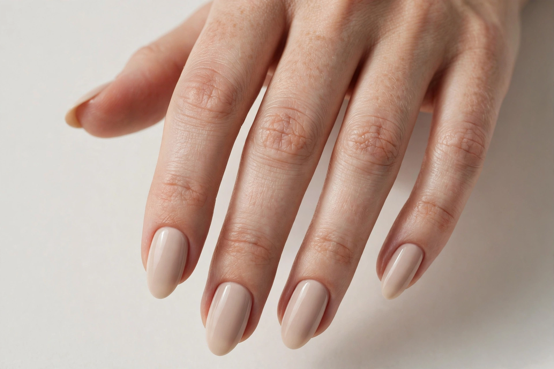 Soft beige minimalist nail manicure