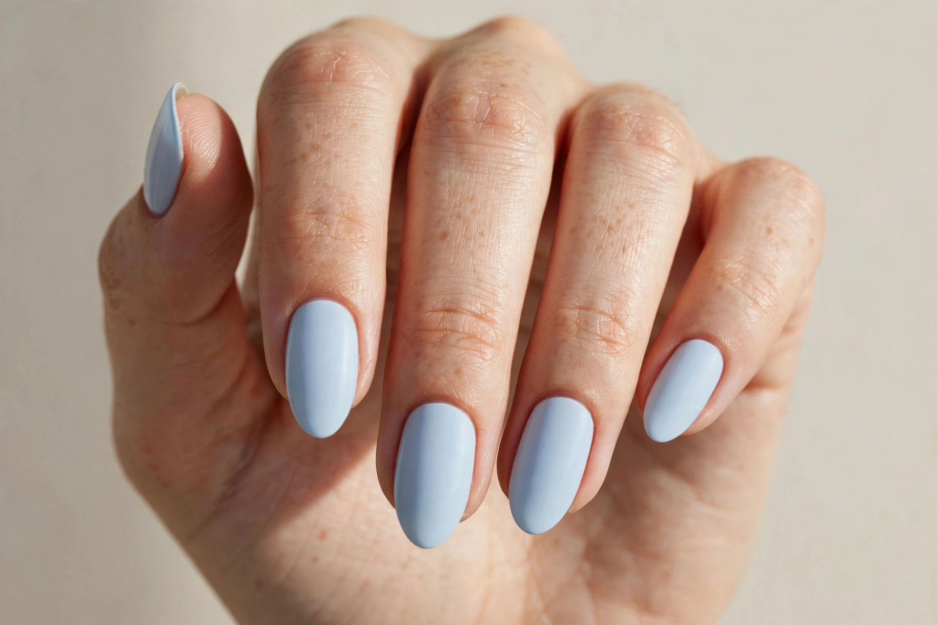 Baby blue minimalist nail manicure