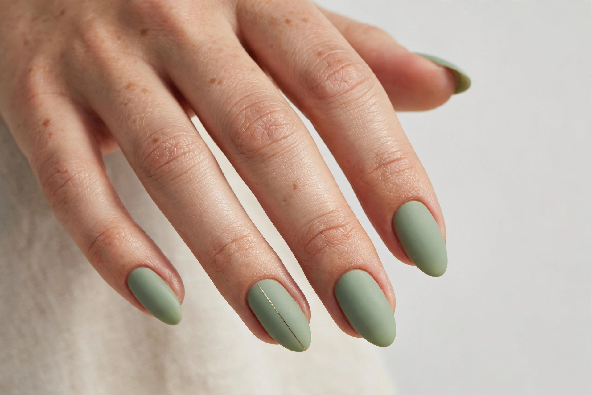 Sage green minimalist nail manicure
