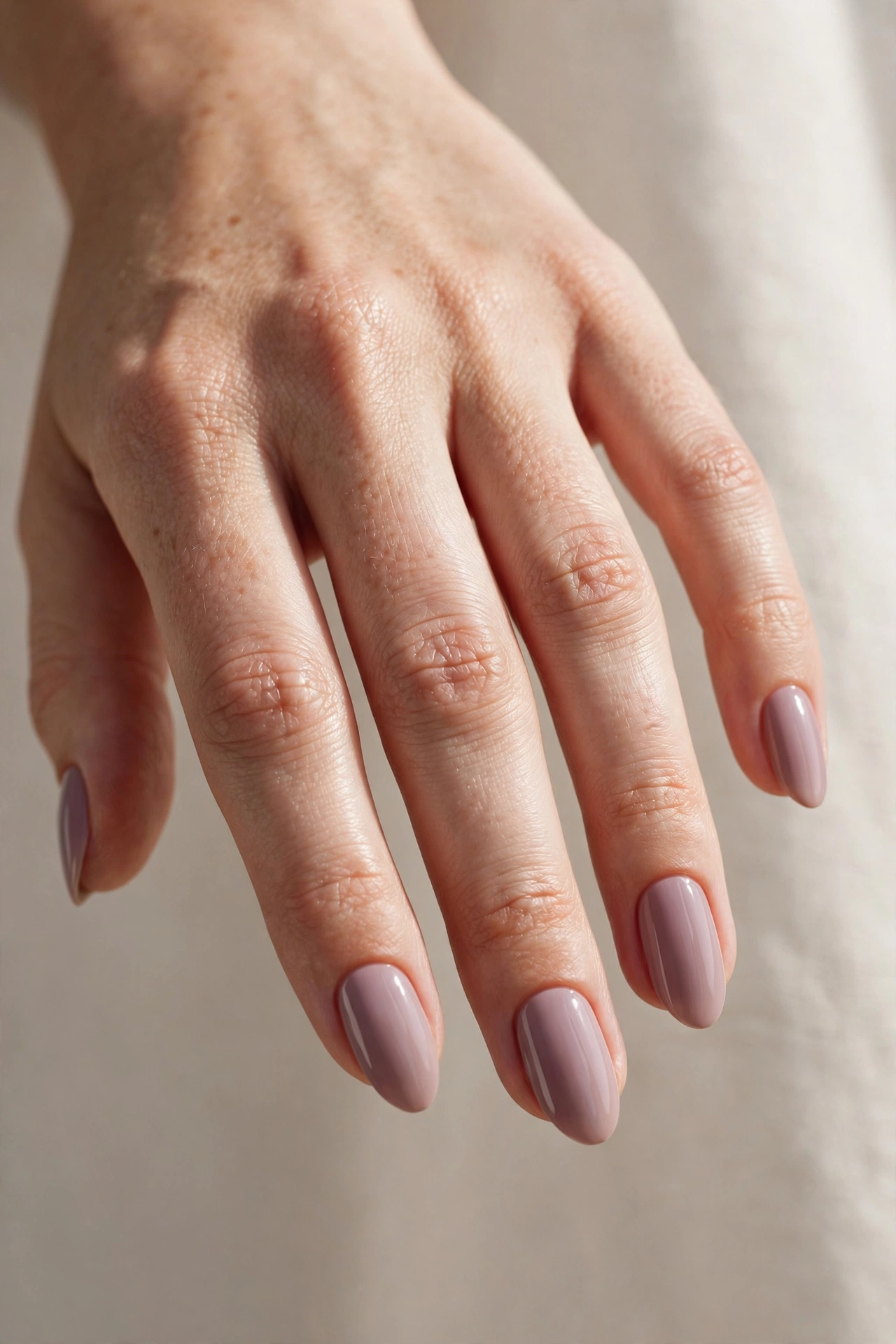 Soft mauve minimalist nail manicure