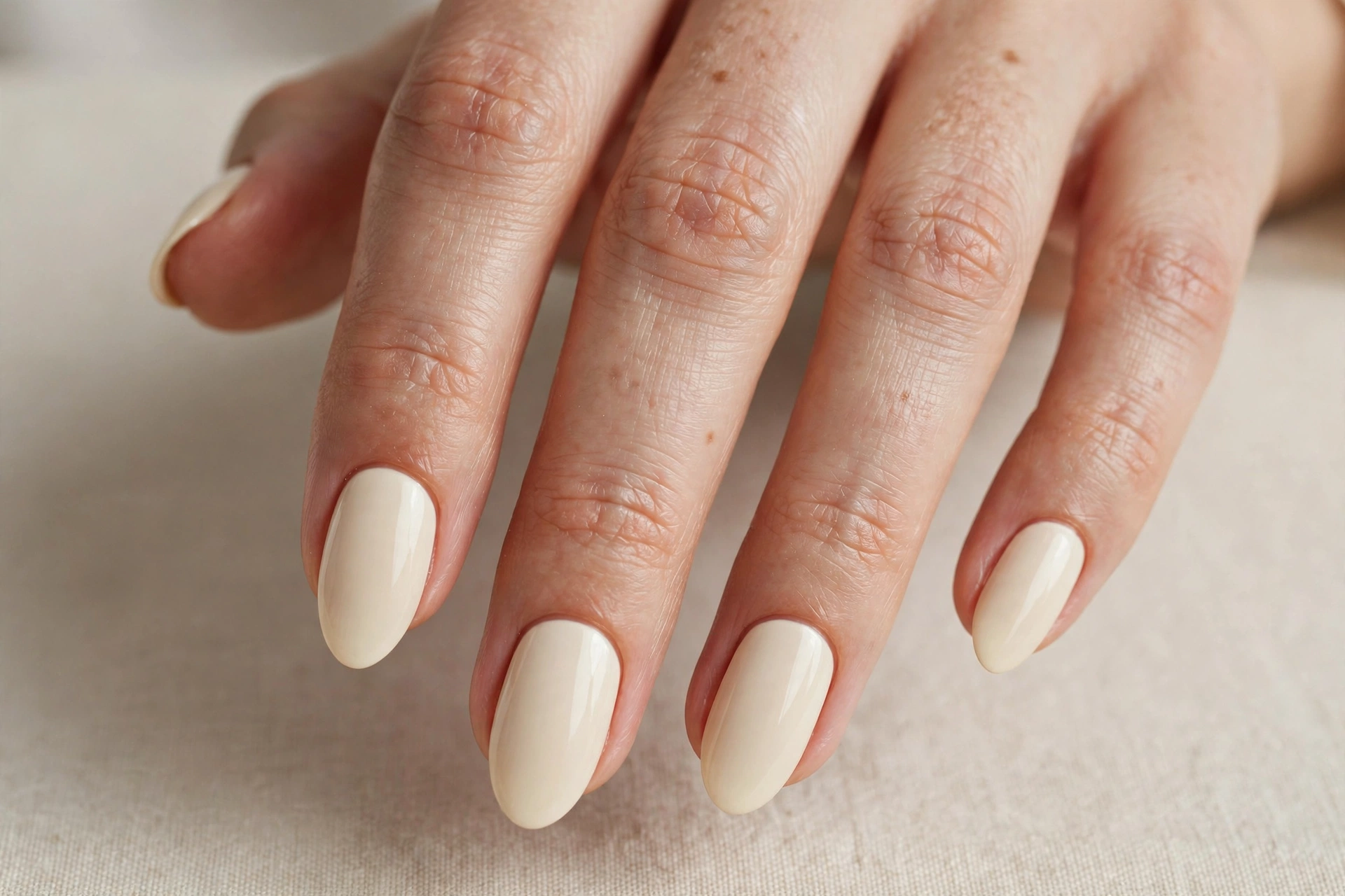 Warm cream minimalist nail manicure