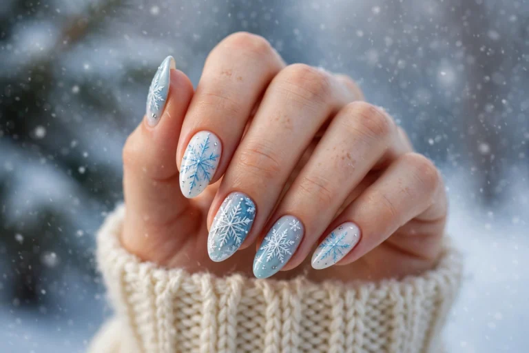 18 Snowflake Nail Designs for a Magical Winter Look