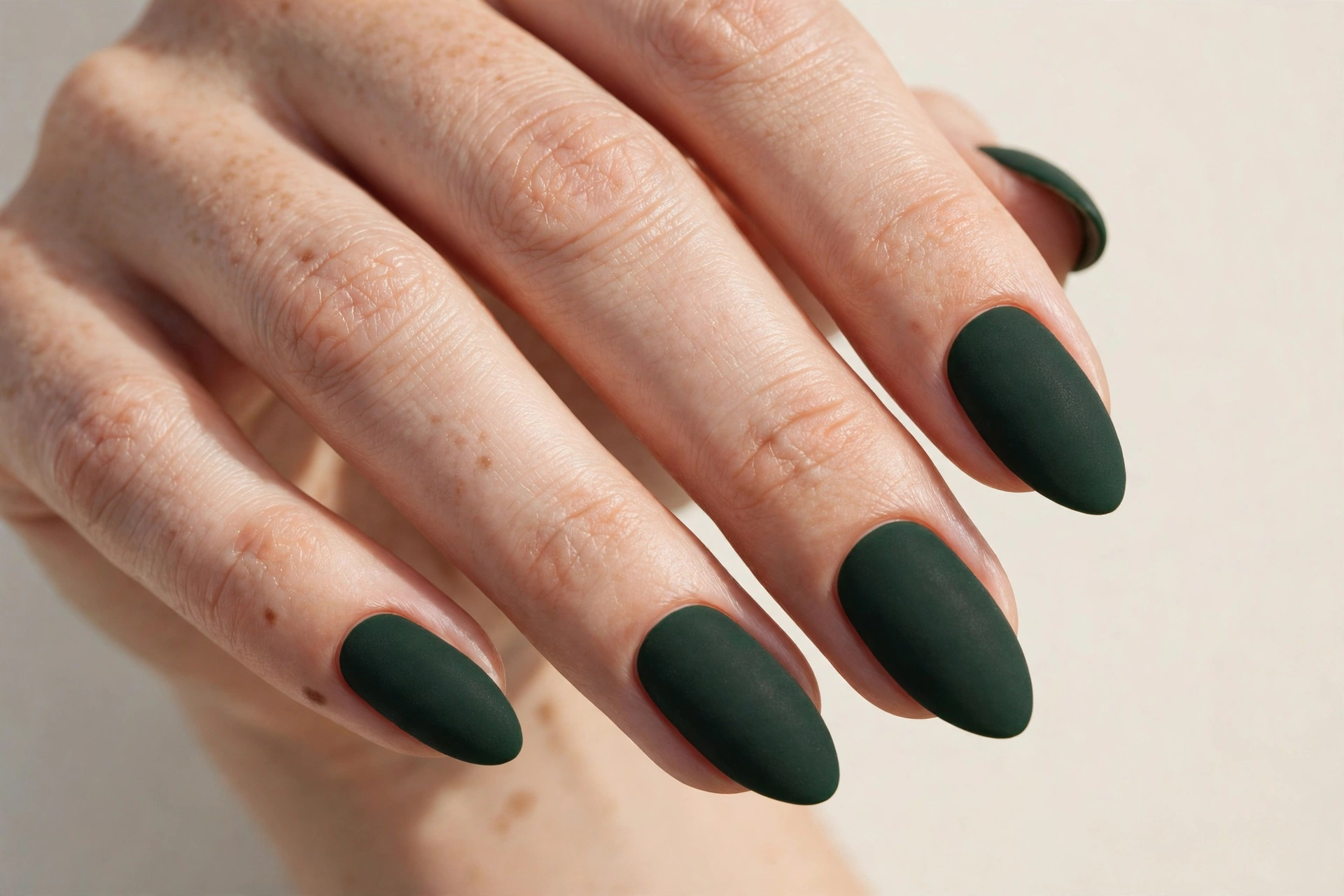 Dark forest green matte manicure