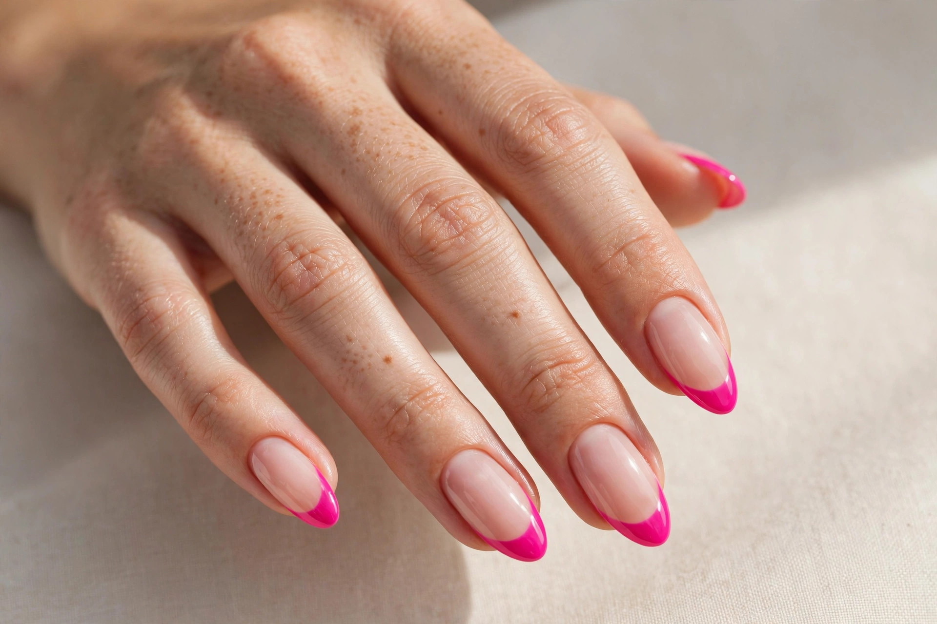 Hot pink french tip nails