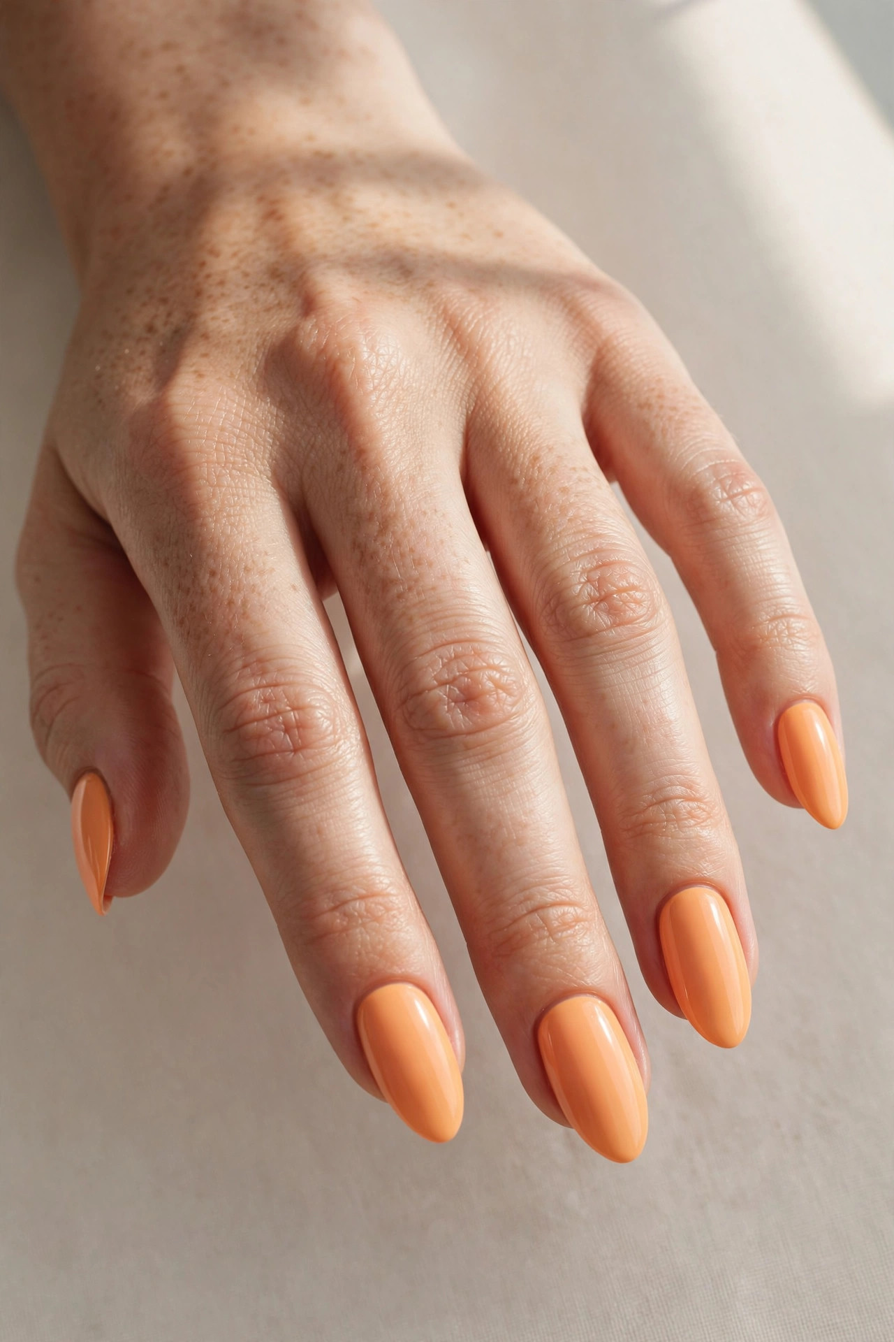Bright orange creamsicle nail manicure