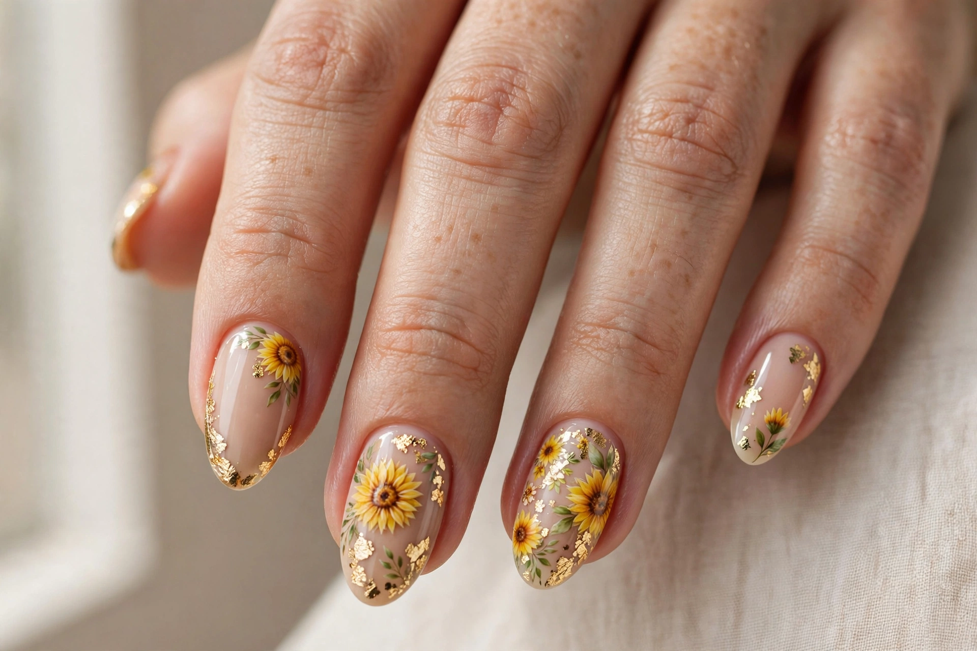Sunflowers with gold foil accents