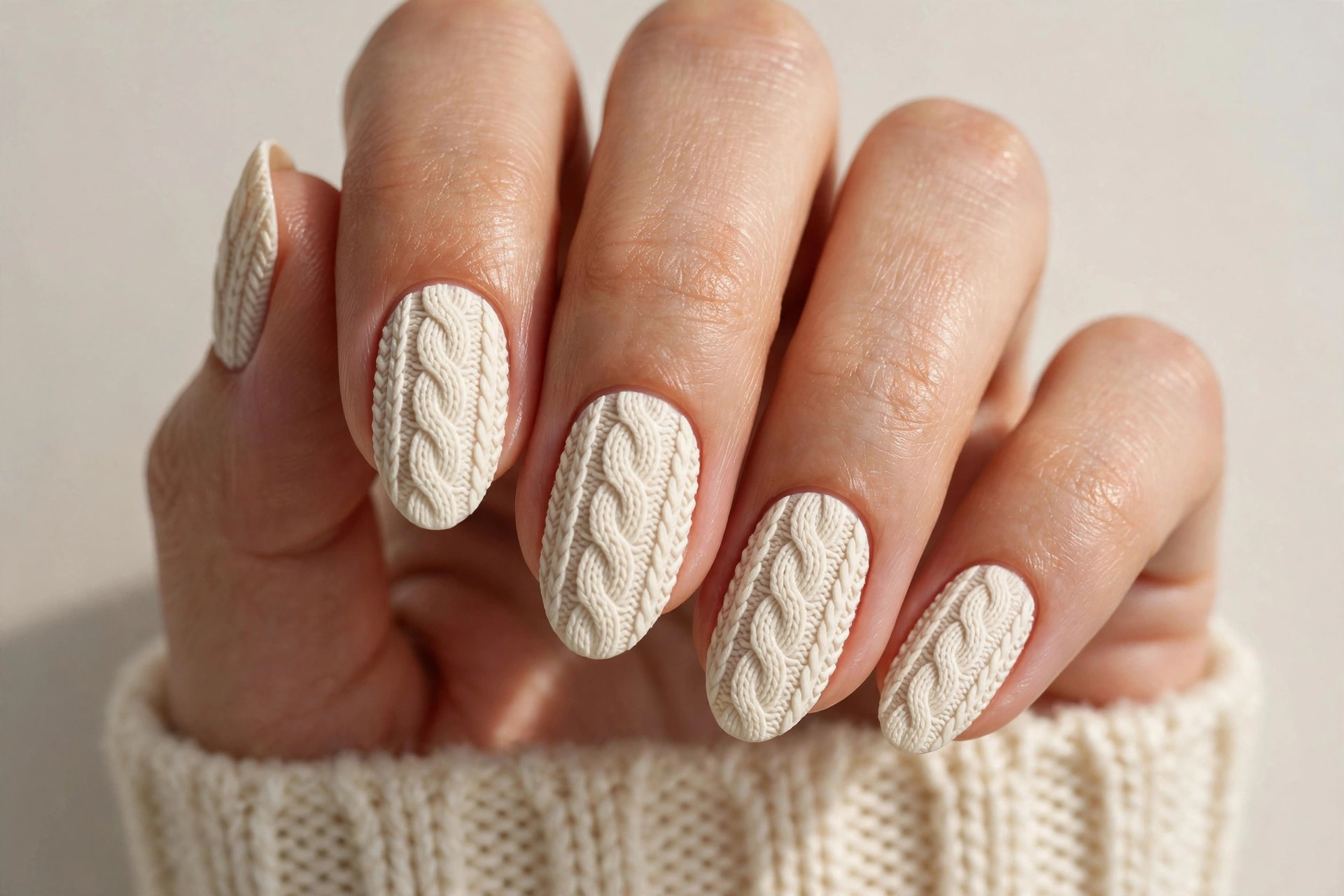 Sweater knit textured nail art