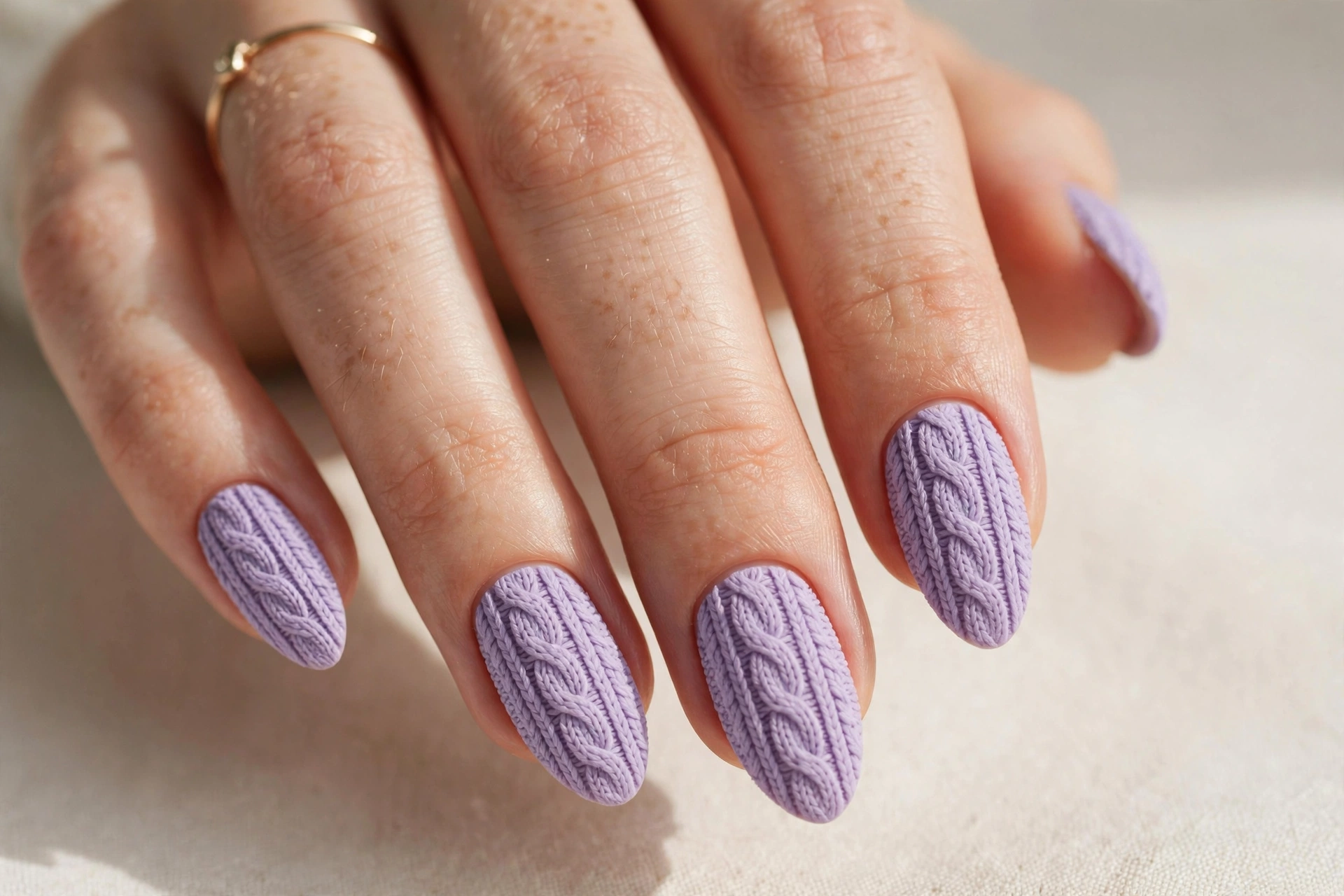 Lavender knit sweater nails